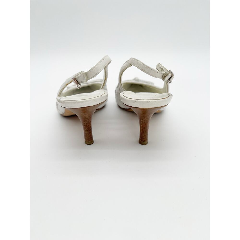 Dior Vintage White Whipstitched Bow CD Charm Pointed Toe Kitten Heels EU 36.5 - Picture 10 of 16